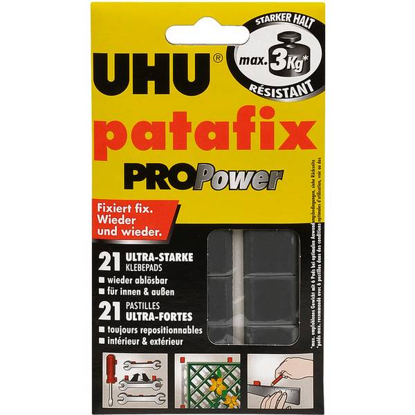 UHU Klebepads patafix PROPower, wieder ablösbar, schwarz