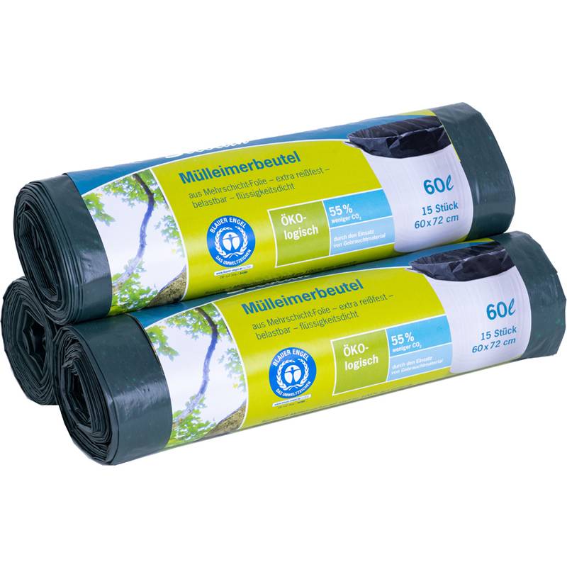Secolan Mülleimerbeutel, grün/schwarz, 60 Liter, 30 my-0