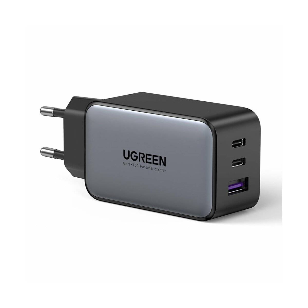Ugreen USB-A+2xUSB-C 65W GaN Tech Fast Wall Charger EU Black-0