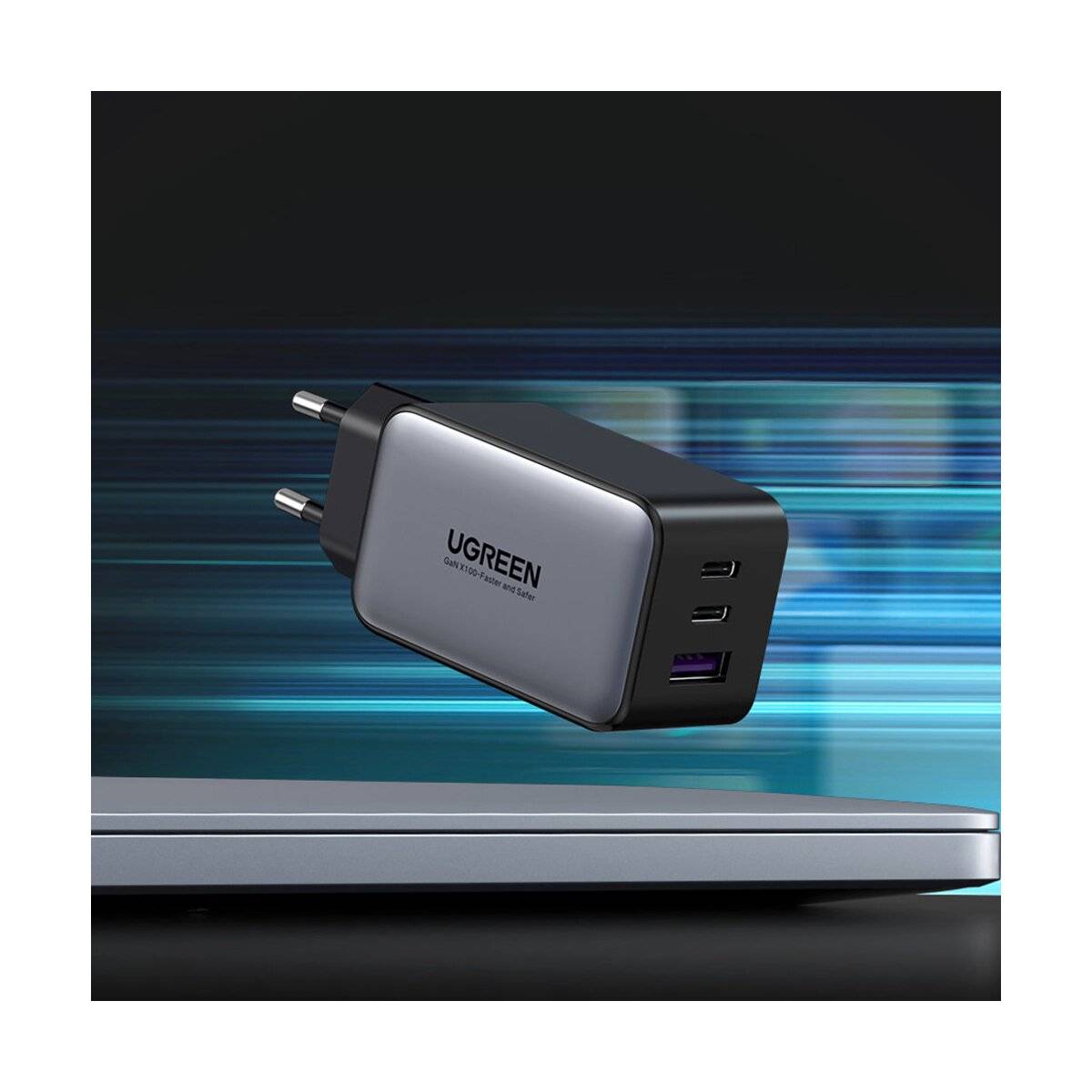 Ugreen USB-A+2xUSB-C 65W GaN Tech Fast Wall Charger EU Black-2