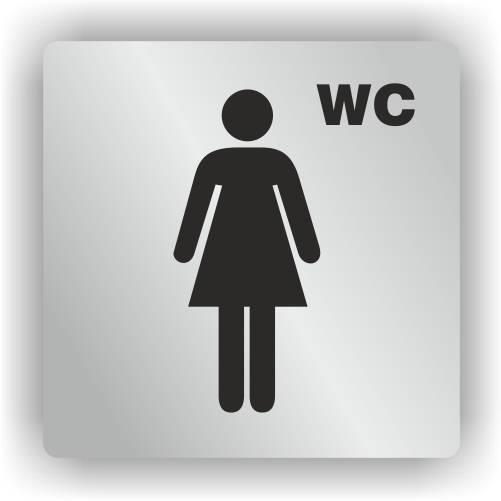 ELOXSIGN Piktogrammschild, WC Damen, Aluminium, silber eloxiert, 85 x 85 mm-0
