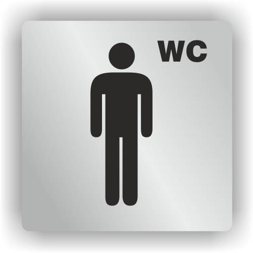 ELOXSIGN Piktogrammschild, WC Herren, Aluminium, silber eloxiert, 85 x 85 mm-0