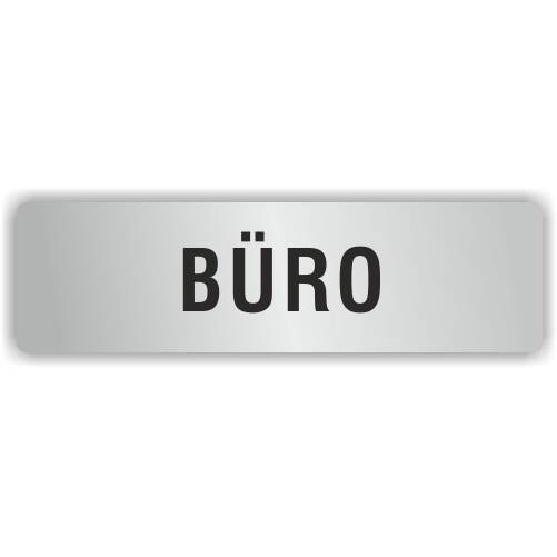 ELOXSIGN Türschild mit Piktogramm, BÜRO, Aluminium, silber eloxiert, 140 x 40 mm-0