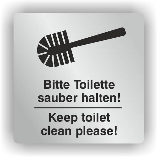 ELOXSIGN Piktogrammschild, Bitte Toilette sauber halten! Aluminium, silber eloxiert, 85 x 85 mm-1