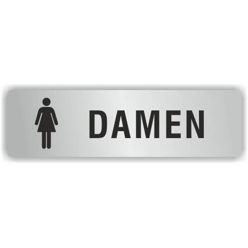 ELOXSIGN Türschild mit Piktogramm, DAMEN, Aluminium, silber eloxiert, 140 x 40 mm-0