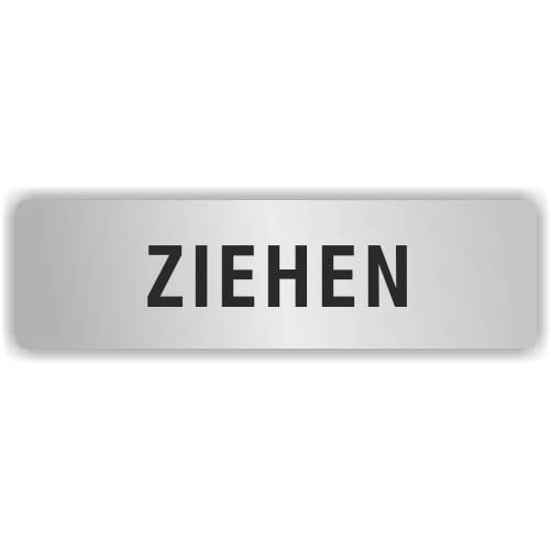 ELOXSIGN Türschild mit Piktogramm, ZIEHEN, Aluminium, silber eloxiert, 140 x 40 mm-0