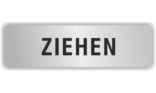 ELOXSIGN Türschild mit Piktogramm, ZIEHEN, Aluminium, silber eloxiert, 140 x 40 mm-1