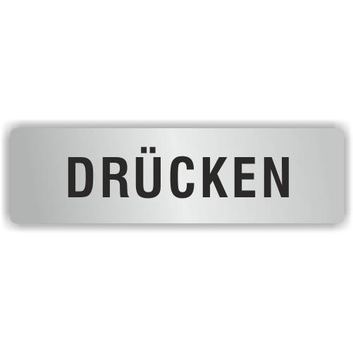 ELOXSIGN Türschild mit Piktogramm, DRÜCKEN, Aluminium, silber eloxiert, 140 x 40 mm-0