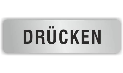 ELOXSIGN Türschild mit Piktogramm, DRÜCKEN, Aluminium, silber eloxiert, 140 x 40 mm-1