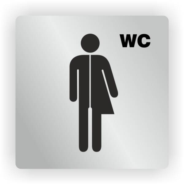ELOXSIGN Piktogrammschild, WC Unisex, Aluminium, silber eloxiert, 85 x 85 mm