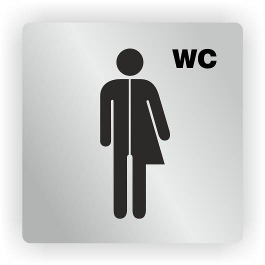 ELOXSIGN Piktogrammschild, WC Unisex, Aluminium, silber eloxiert, 85 x 85 mm-0