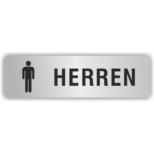 ELOXSIGN Türschild mit Piktogramm, HERREN, Aluminium, silber eloxiert, 140 x 40 mm-0