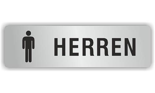 ELOXSIGN Türschild mit Piktogramm, HERREN, Aluminium, silber eloxiert, 140 x 40 mm-1