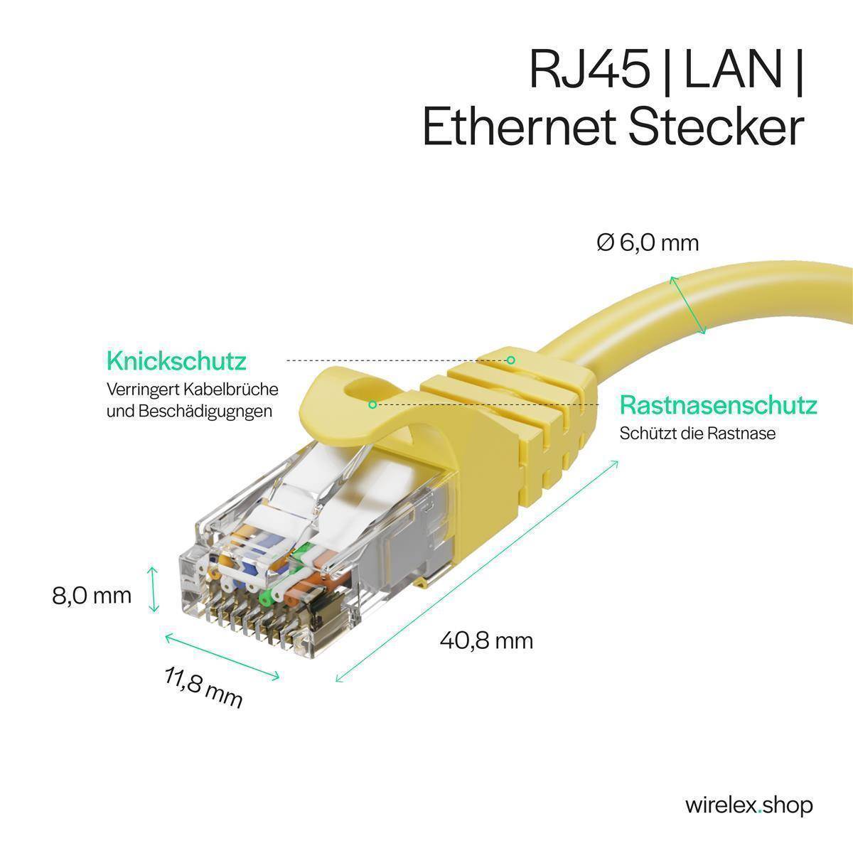 Netzwerkkabel RJ45 Patchkabel Ethernet LAN-Kabel U/UTP CAT 7 10 Gbit/s 10GBASE-T AWG26/7 8P8C Indoor 0,50m | Gelb-3