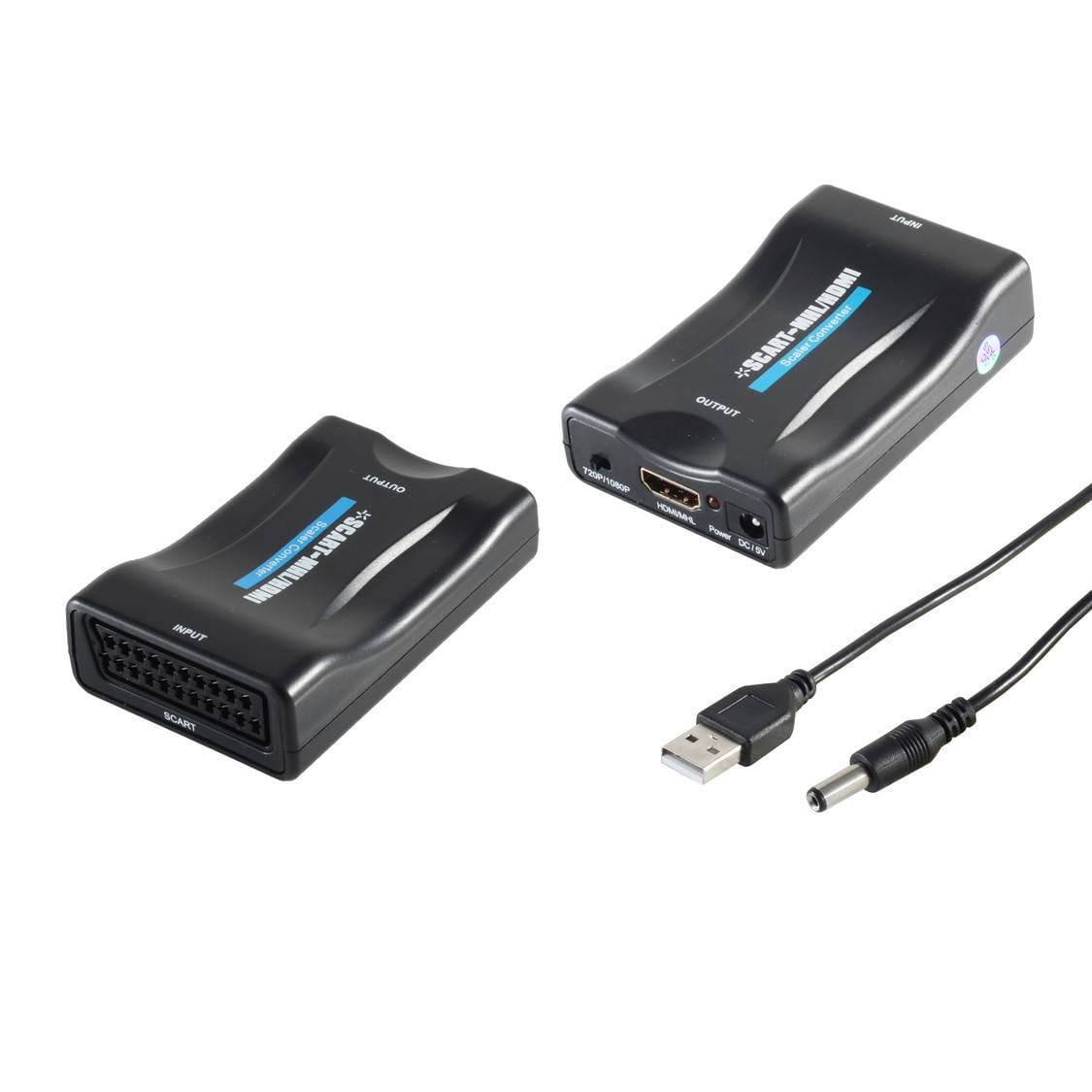 SCART zu HDMI Konverter Adapter Wandler Signalwandler Video Audio Konverter 1080p Schwarz
