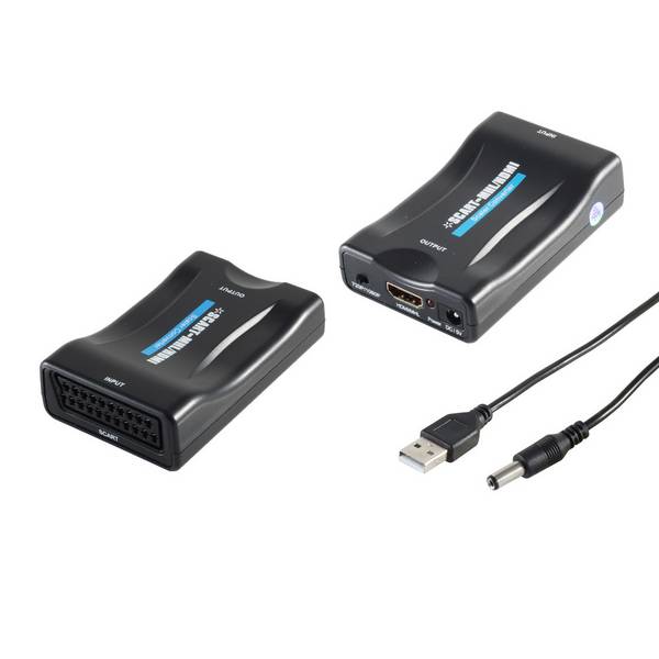 SCART zu HDMI Konverter Adapter Wandler Signalwandler Video Audio Konverter 1080p Schwarz