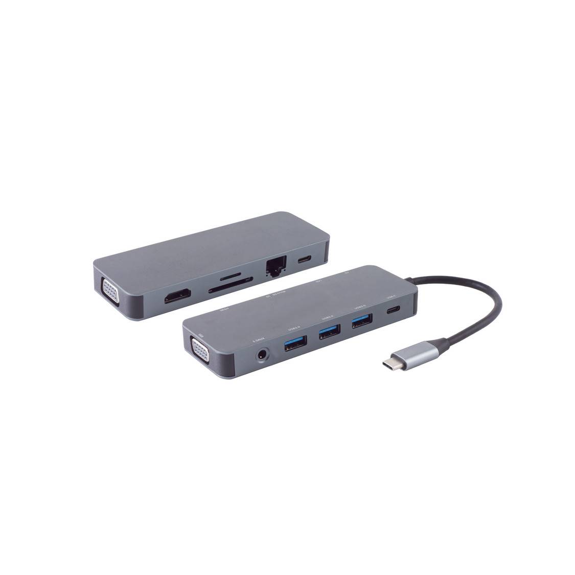 USB-C multiport Dockingstation, 11in1, HDMI, VGA, PD, Hub, SD, LAN, AUX-0