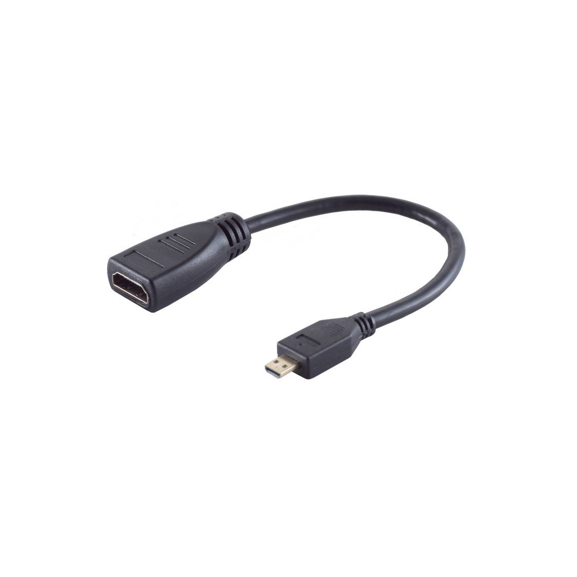 Micro HDMI auf HDMI-A Adapter Konverter Stecker Buchse 4K2K 60Hz 18 Gbit/s Kupfer Knickschutz Schwarz-0