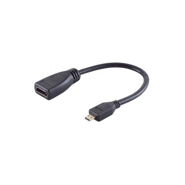 Micro HDMI auf HDMI-A Adapter Konverter Stecker Buchse 4K2K 60Hz 18 Gbit/s Kupfer Knickschutz Schwarz
