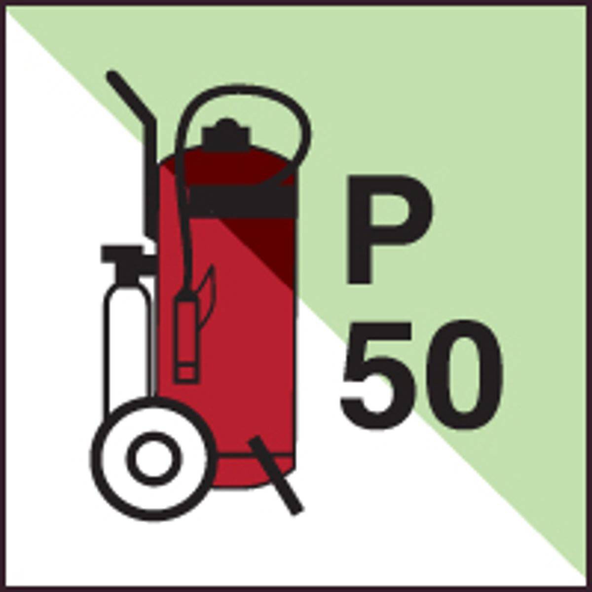 Brady; IMO PIC IMO185; B-7568; Feuerlöscher auf Rädern P50 - IMO; Langnachleuchtender Polyester, Klasse B; Schwarz &-0