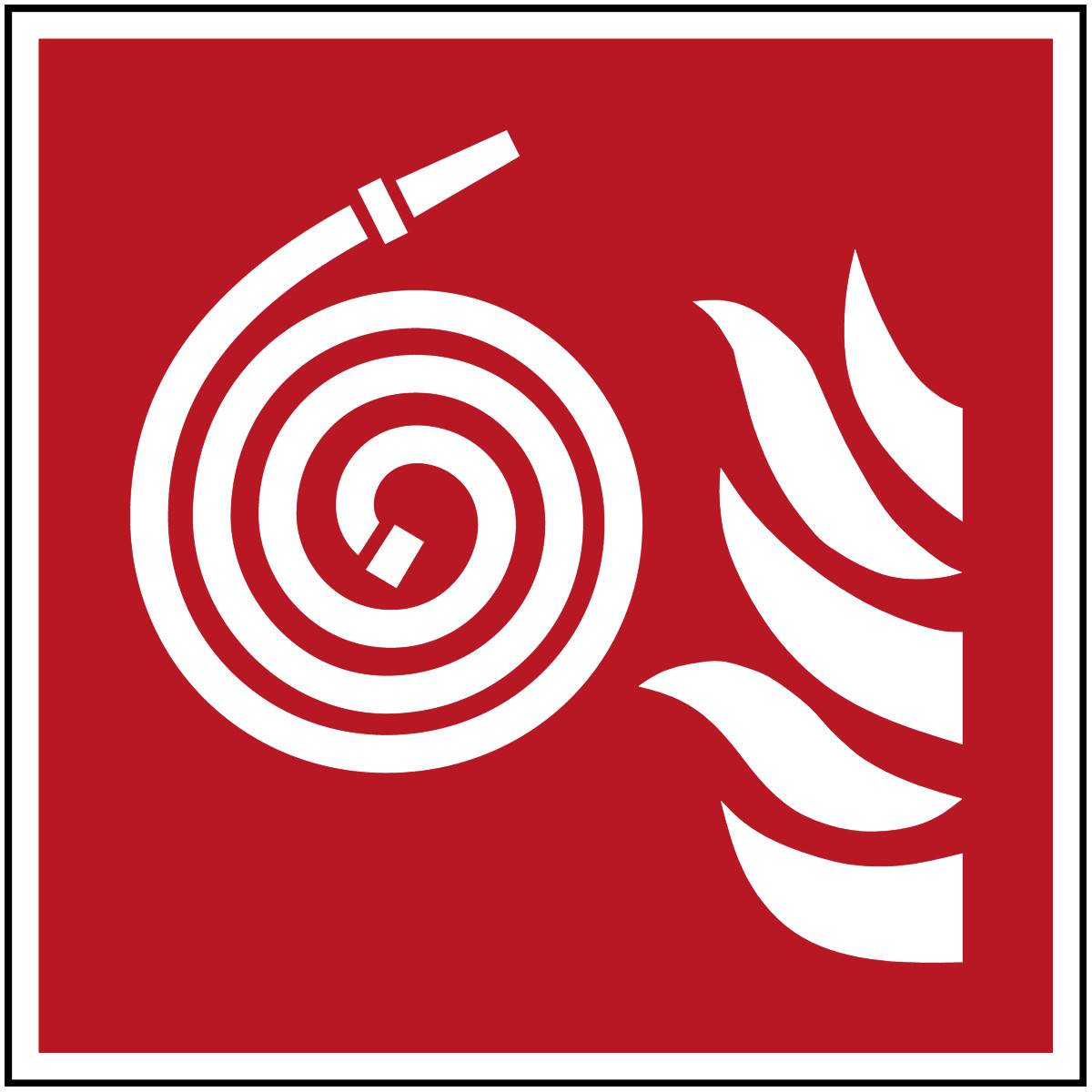 Brady, F/F019/NT/ALU-200X200-1, B-7525, Nicht angeschlossener Feuerlöschschlauch - ISO 7010, Aluminium, Weiß auf Rot,-0