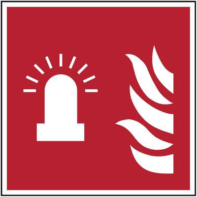Brady, B-7527, ISO-Sicherheitsschild - Brandmelder mit blinkendem Licht (F018), Polypropylen, Weiß auf Rot, 148.00 x 148
