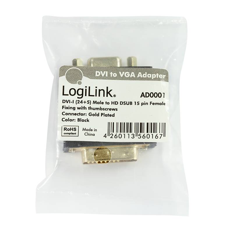 LogiLink Adapter, DVI 24+5 Pol Stecker - 15 Pol VGA Kupplung-4