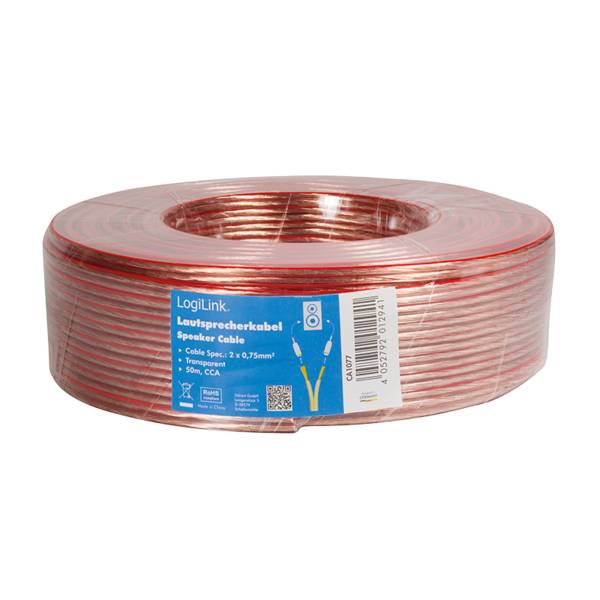LogiLink Lautsprecherkabel, 2x 0,75 mm², 50m