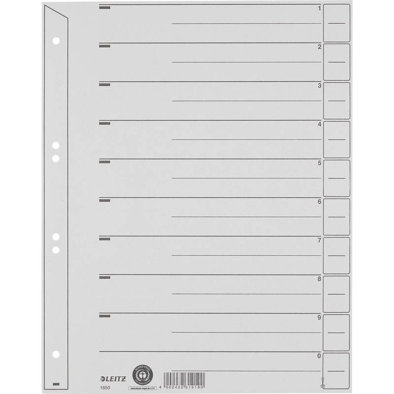 Trennblatt DIN A4 grau 25 St./Pack. - Artikel: 121070480-0