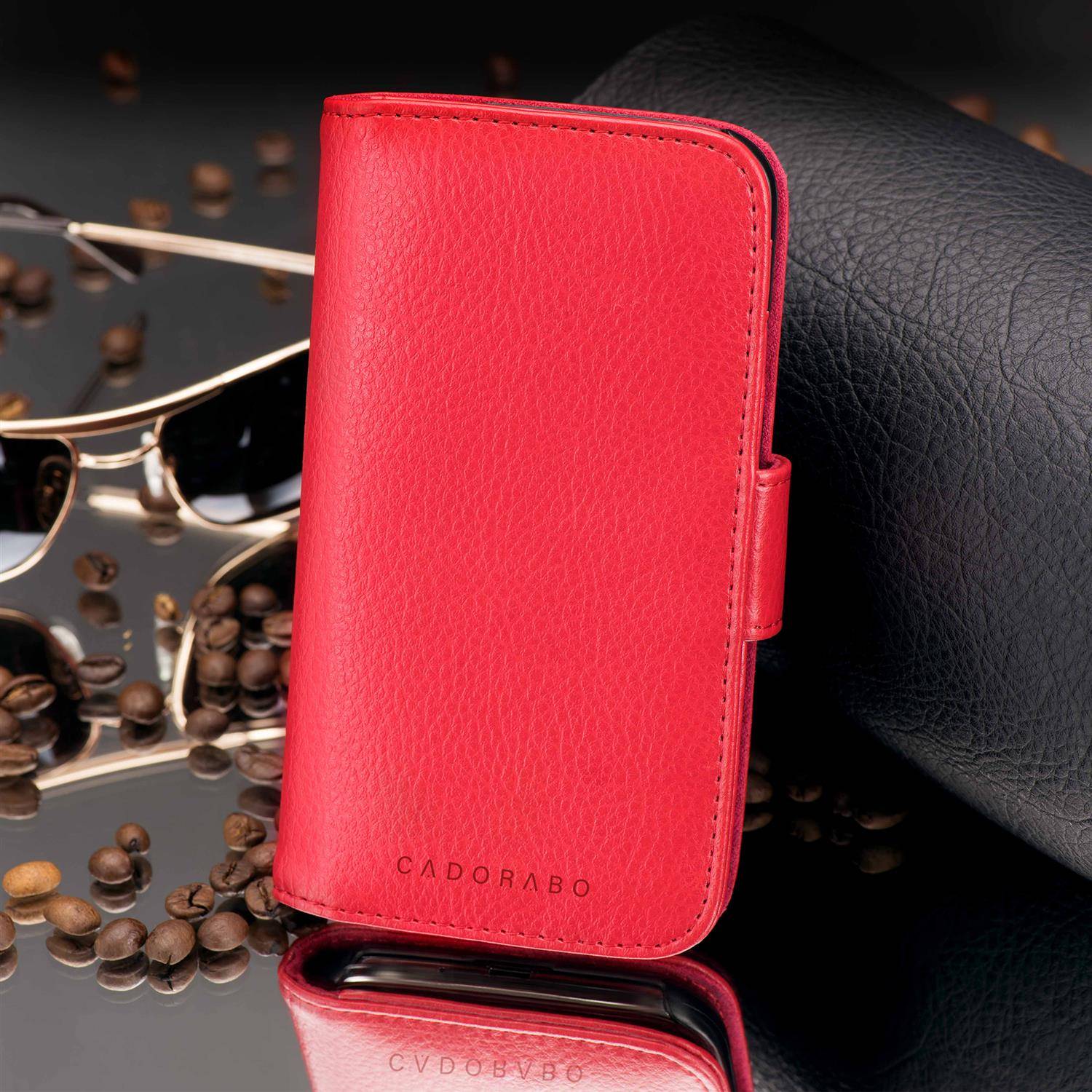Cadorabo Hülle für Apple iPhone 13 PRO MAX in Rot Backcover Handy Schutz Hülle Book Case Booklet Kartenfächer-3