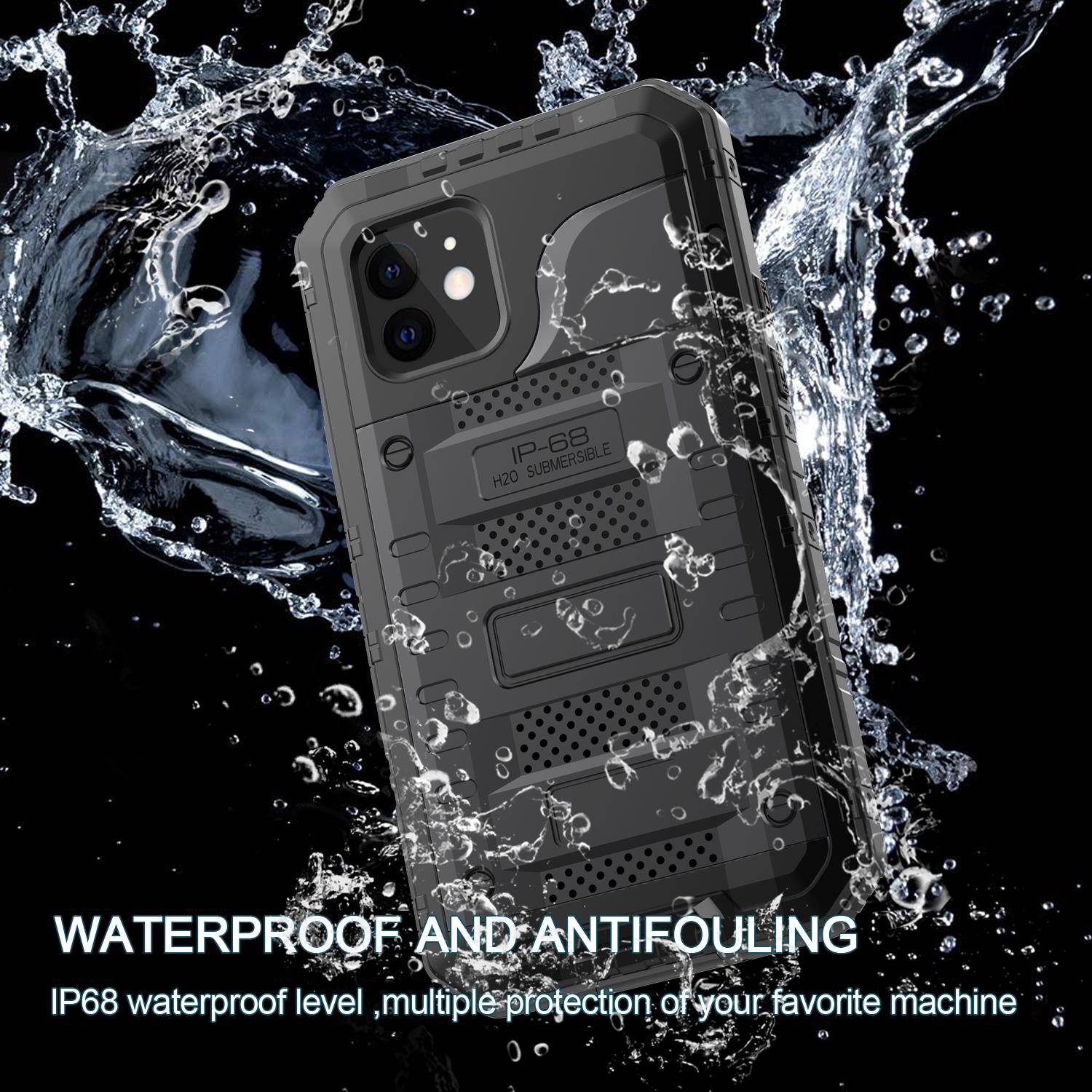 Cadorabo Hülle für Apple iPhone 12 in Schwarz Robuster 360° Displayschutz Outdoor Heavy Duty Schutzhülle-2