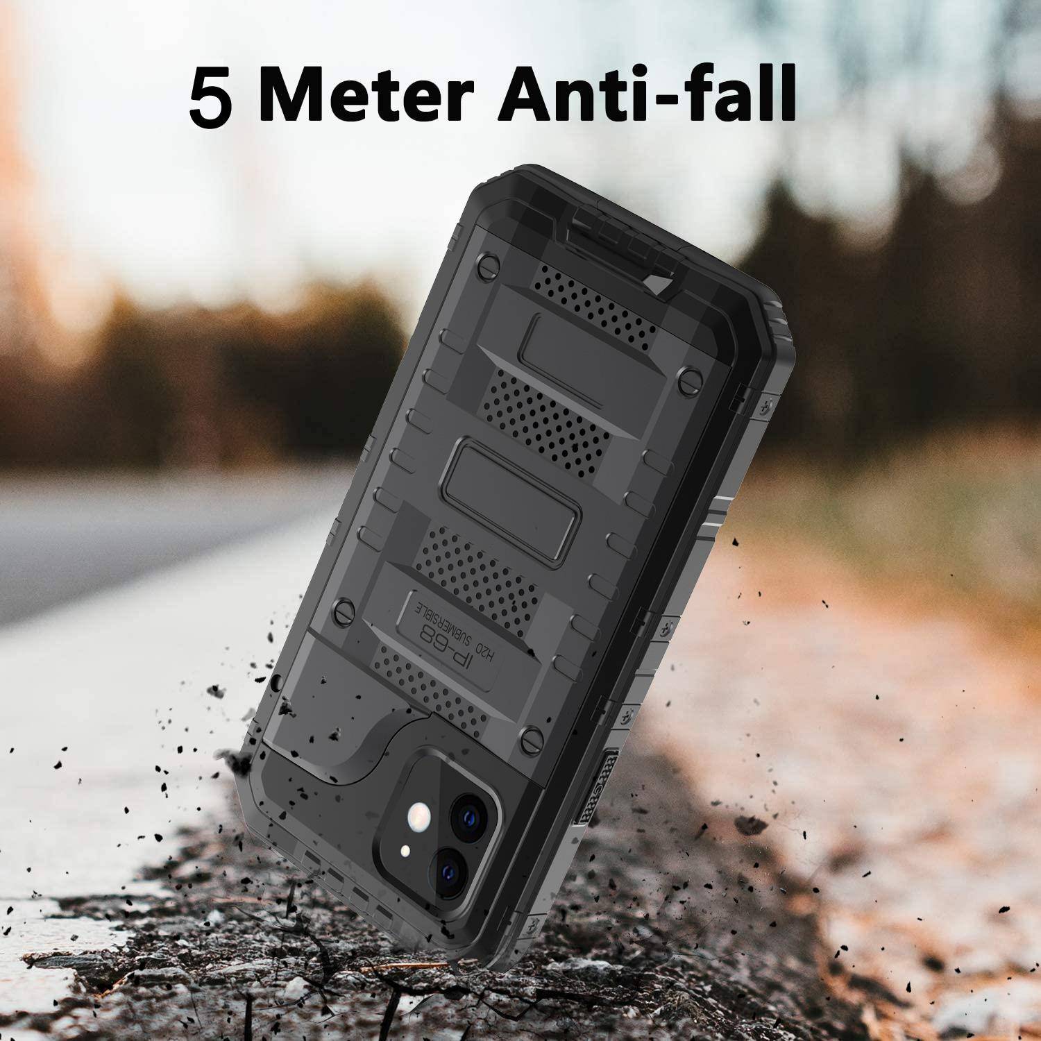 Cadorabo Hülle für Apple iPhone 12 in Schwarz Robuster 360° Displayschutz Outdoor Heavy Duty Schutzhülle-3