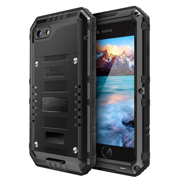 Cadorabo Hülle für Apple iPhone 8 in Schwarz Robuster 360° Displayschutz Outdoor Heavy Duty Schutzhülle