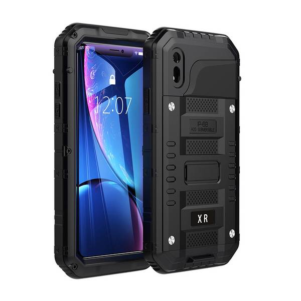 Cadorabo Hülle für Apple iPhone XR in Schwarz Robuster 360° Displayschutz Outdoor Heavy Duty Schutzhülle