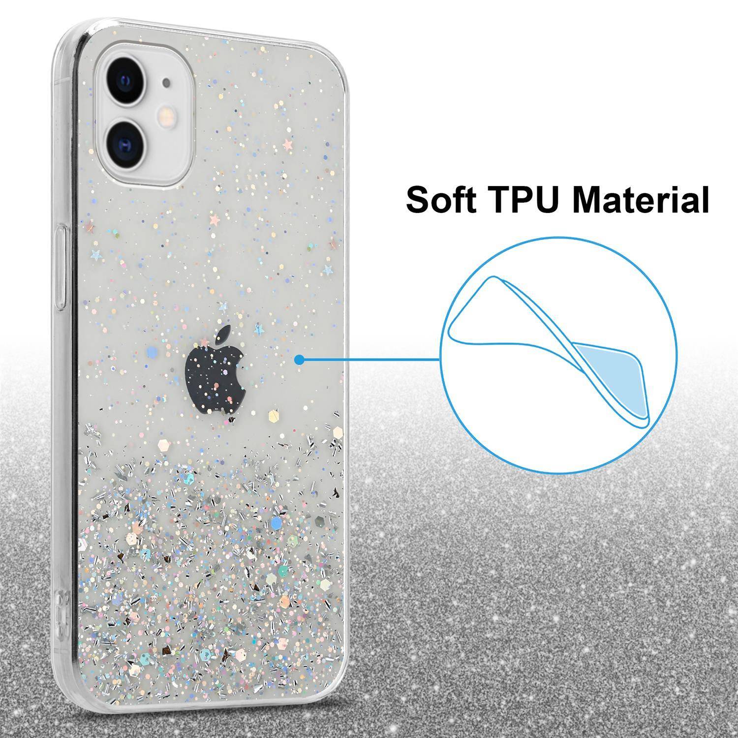 Cadorabo Hülle für Apple iPhone 11 PRO MAX Schutz Hülle in Transparent Handyhülle TPU Etui Glitter Cover Case Glitzer-2