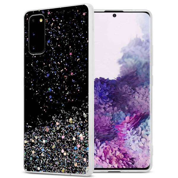 Cadorabo Hülle für Samsung Galaxy S20 Schutz Hülle in Schwarz Handyhülle TPU Etui Glitter Cover Case Glitzer