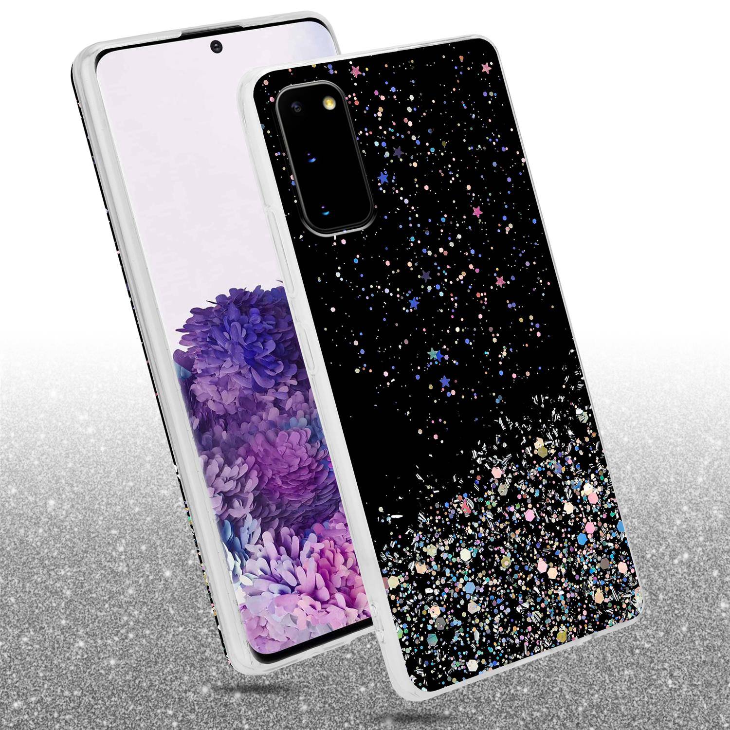 Cadorabo Hülle für Samsung Galaxy S20 Schutz Hülle in Schwarz Handyhülle TPU Etui Glitter Cover Case Glitzer-1