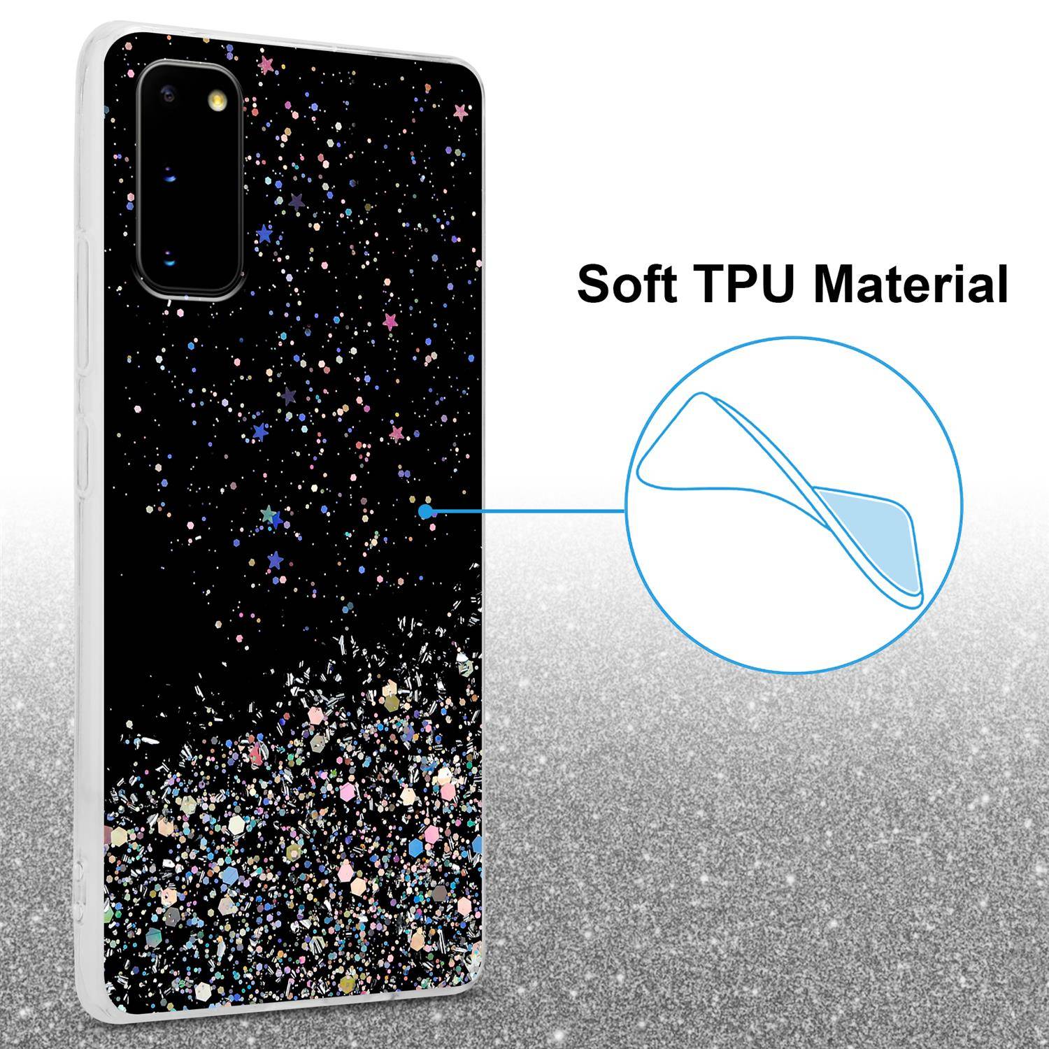 Cadorabo Hülle für Samsung Galaxy S20 Schutz Hülle in Schwarz Handyhülle TPU Etui Glitter Cover Case Glitzer-2