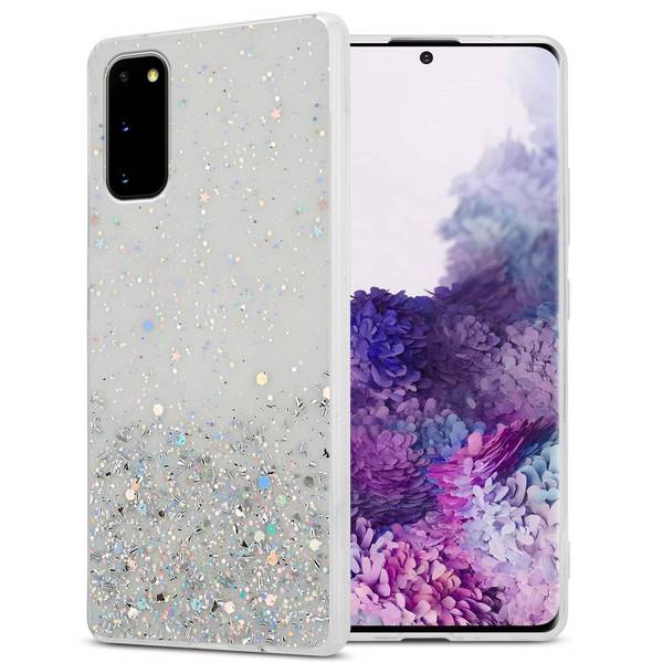 Cadorabo Hülle für Samsung Galaxy S20 Schutz Hülle in Transparent Handyhülle TPU Etui Glitter Cover Case Glitzer