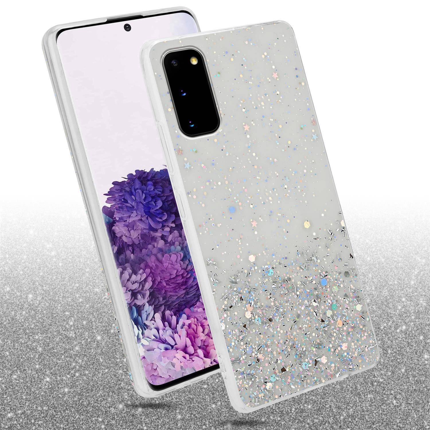 Cadorabo Hülle für Samsung Galaxy S20 Schutz Hülle in Transparent Handyhülle TPU Etui Glitter Cover Case Glitzer-1