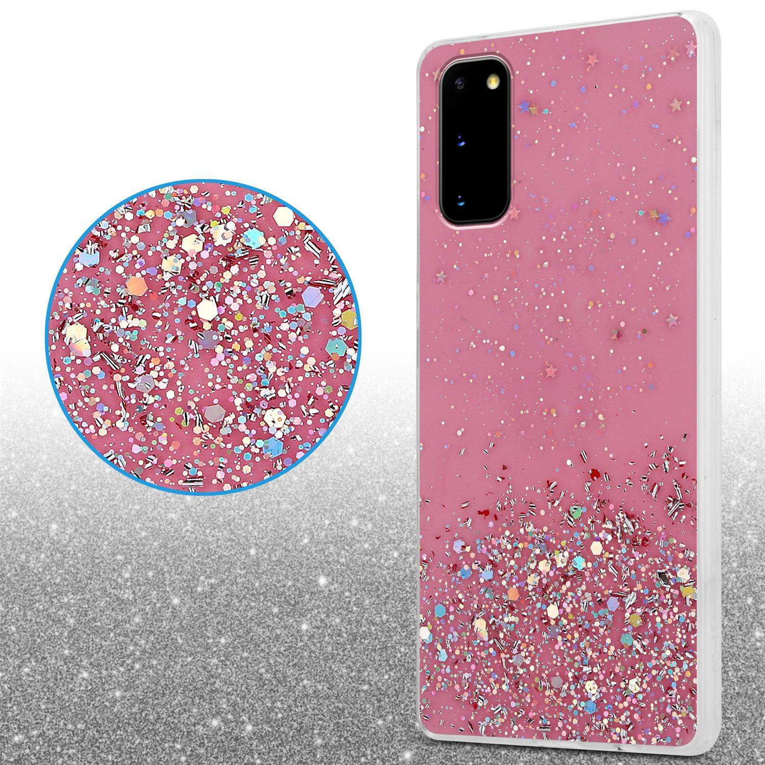 Cadorabo Hülle für Samsung Galaxy S20 Schutz Hülle in Rosa Handyhülle TPU Etui Glitter Cover Case Glitzer-3
