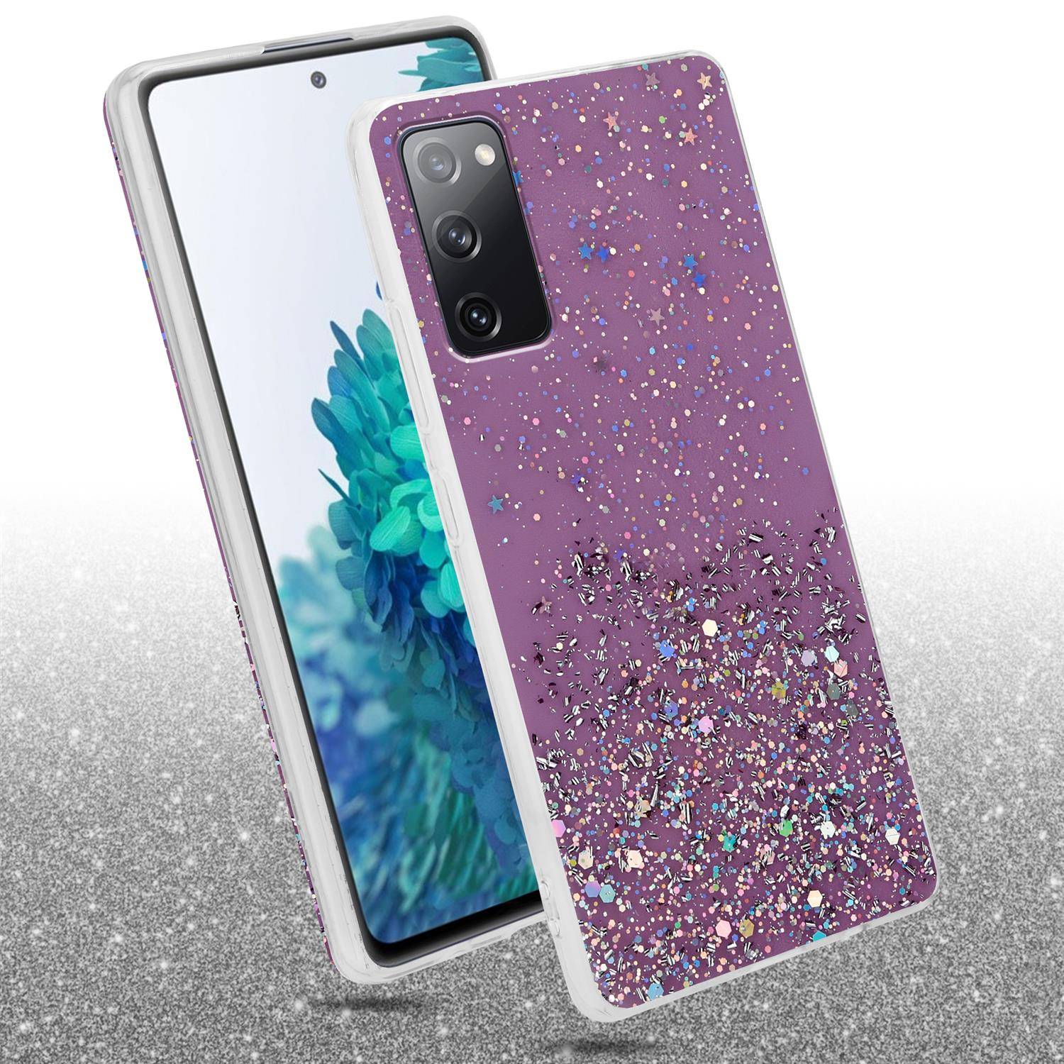 Cadorabo Hülle für Samsung Galaxy S20 FE Schutz Hülle in Lila Handyhülle TPU Etui Glitter Cover Case Glitzer-2