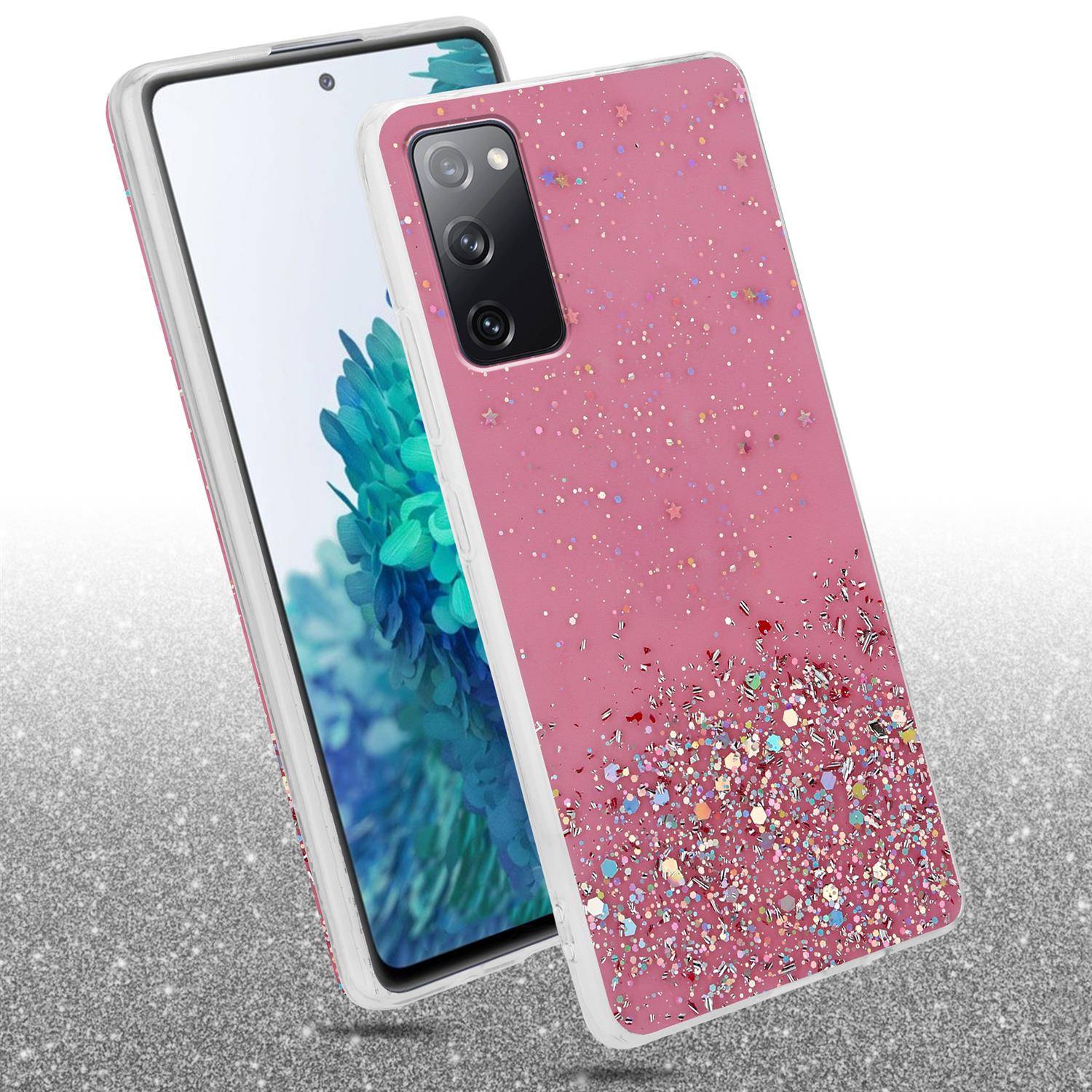 Cadorabo Hülle für Samsung Galaxy S20 FE Schutz Hülle in Rosa Handyhülle TPU Etui Glitter Cover Case Glitzer-2
