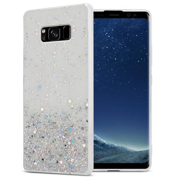 Cadorabo Hülle für Samsung Galaxy S8 Schutz Hülle in Transparent Handyhülle TPU Etui Glitter Cover Case Glitzer