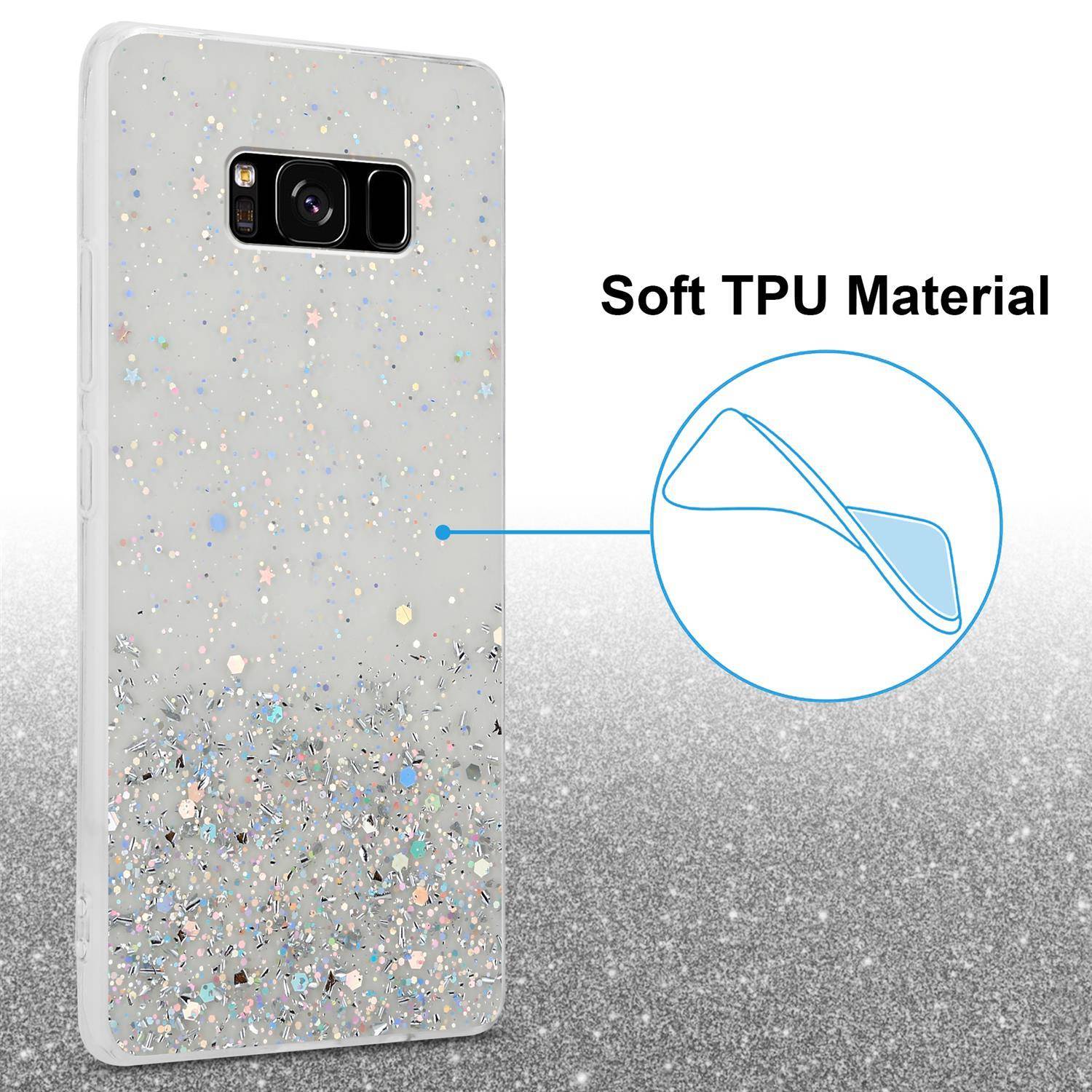 Cadorabo Hülle für Samsung Galaxy S8 Schutz Hülle in Transparent Handyhülle TPU Etui Glitter Cover Case Glitzer-3