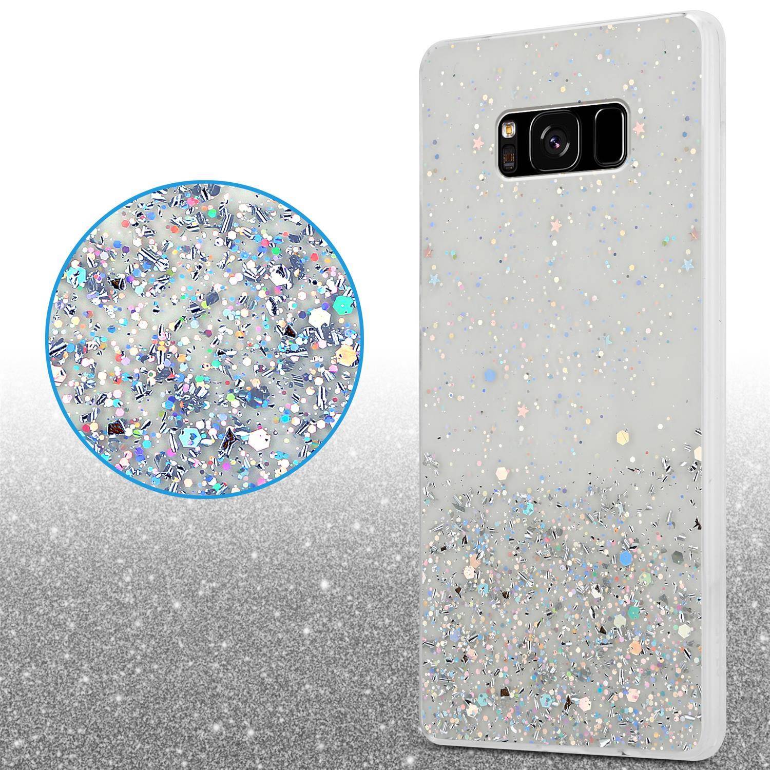 Cadorabo Hülle für Samsung Galaxy S8 Schutz Hülle in Transparent Handyhülle TPU Etui Glitter Cover Case Glitzer-4