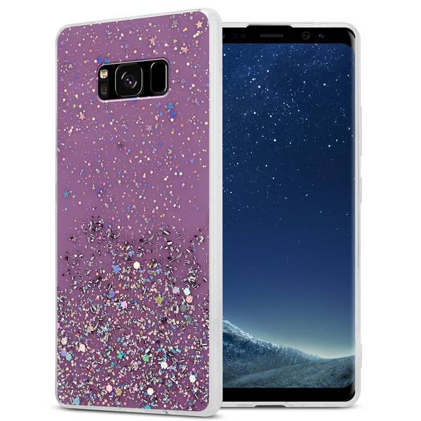 Cadorabo Hülle für Samsung Galaxy S8 Schutz Hülle in Lila Handyhülle TPU Etui Glitter Cover Case Glitzer