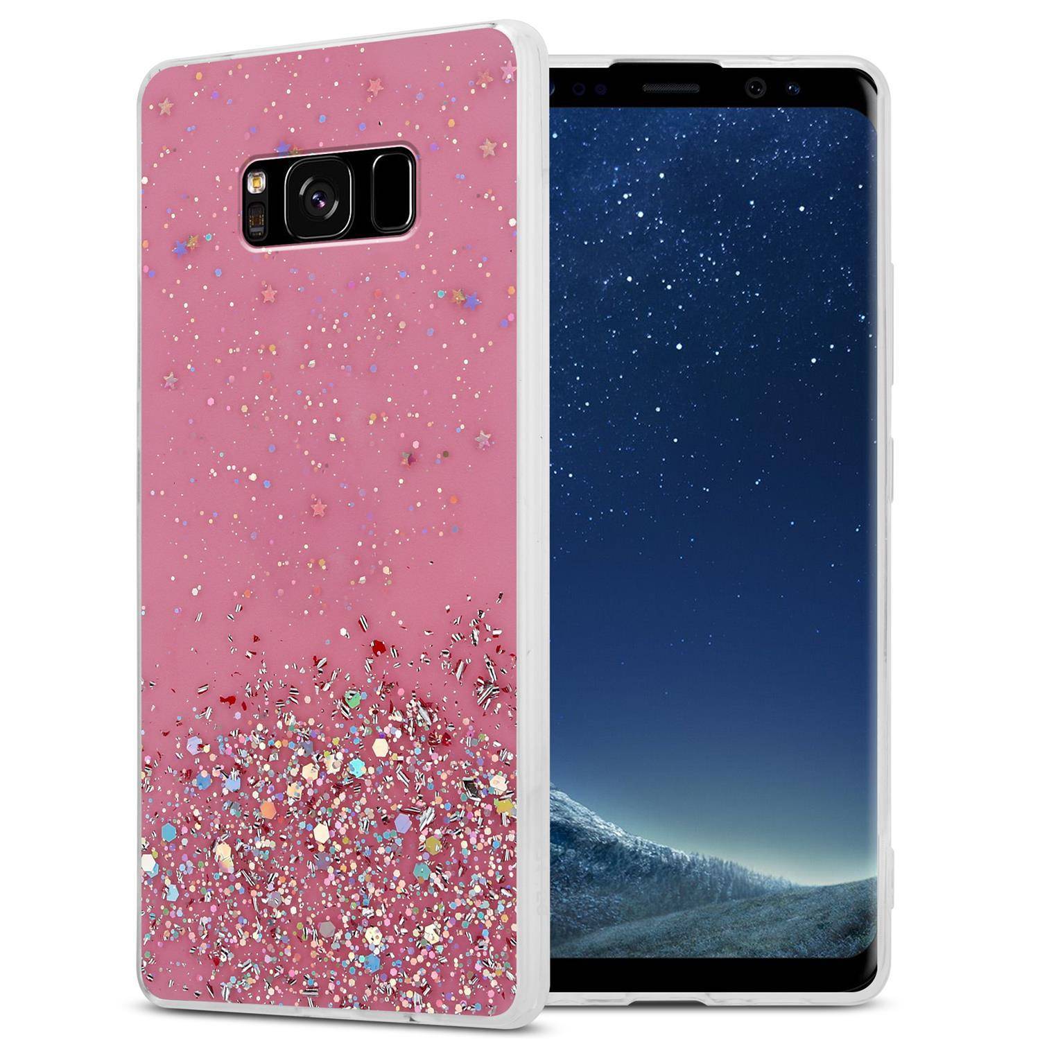Cadorabo Hülle für Samsung Galaxy S8 Schutz Hülle in Rosa Handyhülle TPU Etui Glitter Cover Case Glitzer-0
