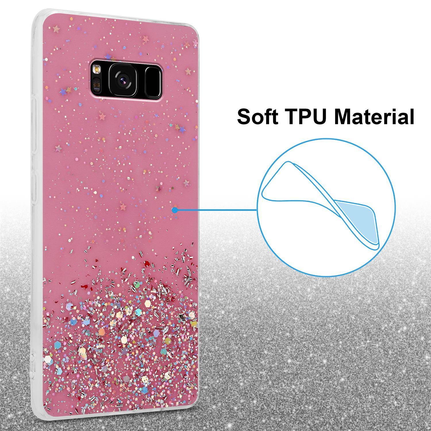 Cadorabo Hülle für Samsung Galaxy S8 Schutz Hülle in Rosa Handyhülle TPU Etui Glitter Cover Case Glitzer-3