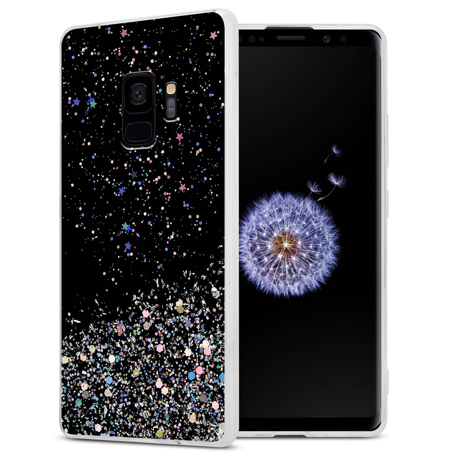 Cadorabo Hülle für Samsung Galaxy S9 Schutz Hülle in Schwarz Handyhülle TPU Etui Glitter Cover Case Glitzer-0